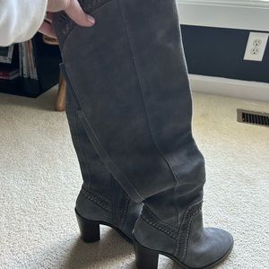 Gray over knee high boots